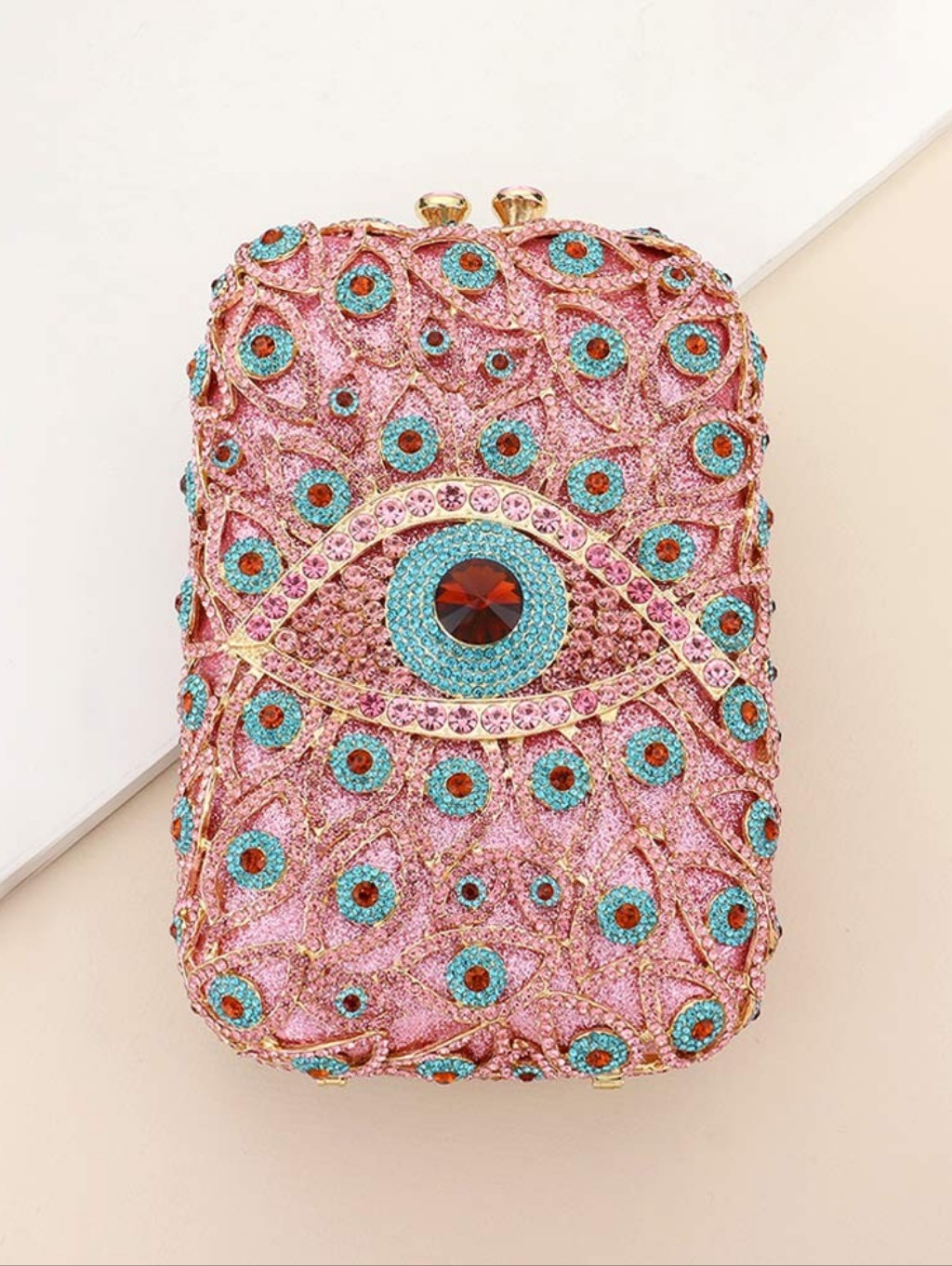 Rhinestone Bling Evil Eye Clutch Shoulder Tote Bag